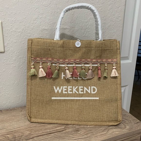 Hand Crafted Handbags - Large tote “hello weekend “